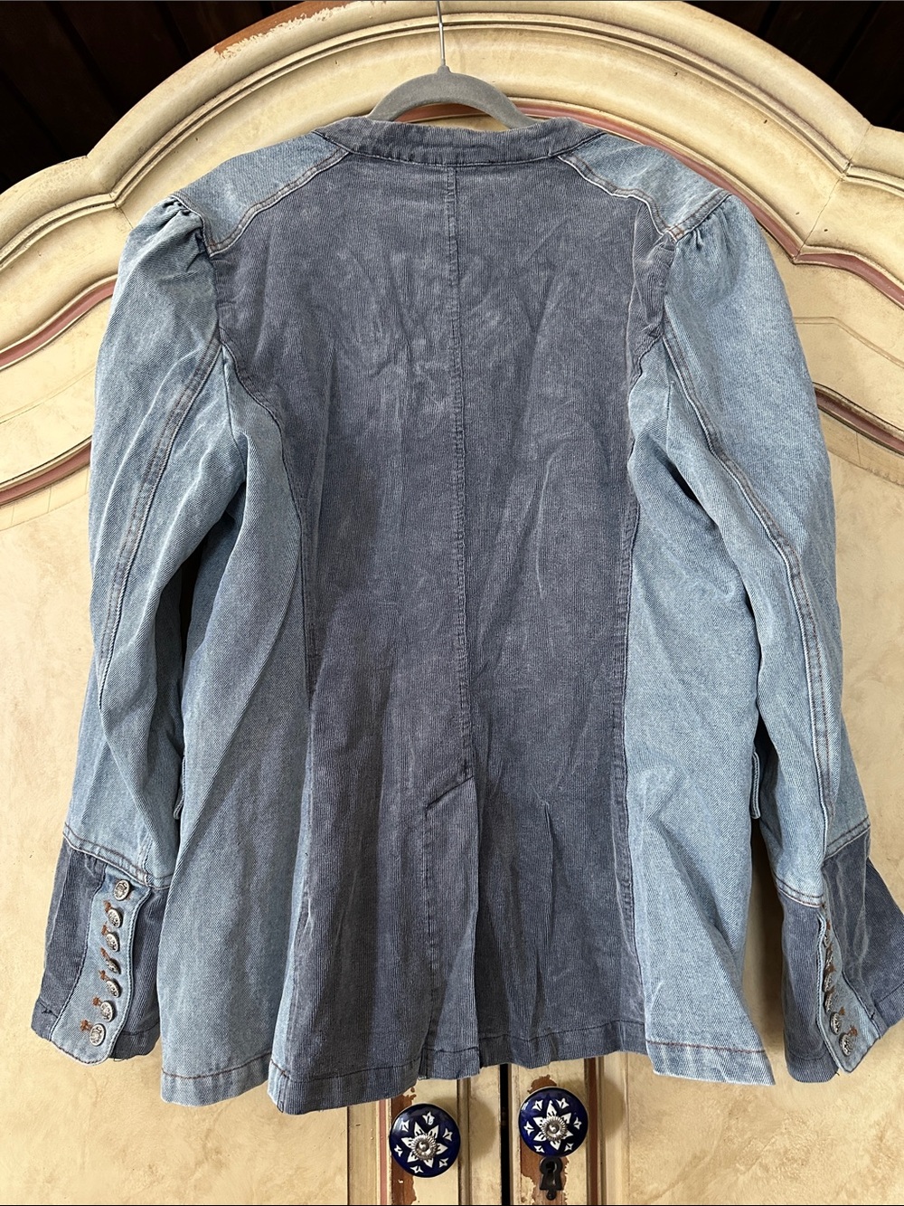NWT BlueVelvet Blue Washed 2 Tone Denim Military-Style Jean Jacket size Large - Picture 7 of 7